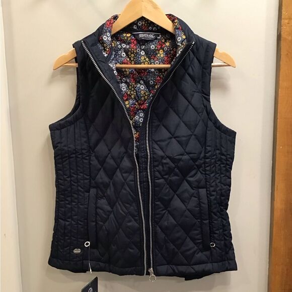 Regatta Charna Quilted Vest Womens Size S Navy Floral Insulated Bodywarmer Gorp - Picture 3 of 16
